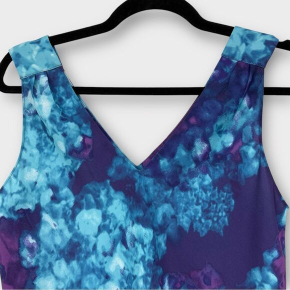 Calvin Klein V-neck Sleeveless Blouse in Multi-Color Watercolor Print Women’s XS - Picture 6 of 9